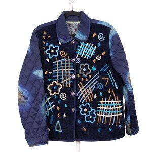 Quilted Reversible Patchwork Jacket VTG Boho Earthy Layered Embroidered Quirky